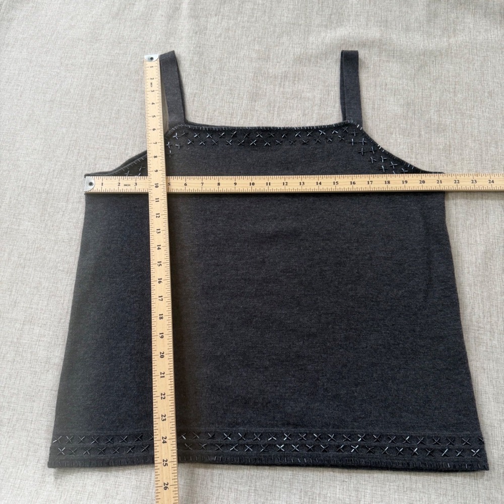 Vintage 100% Merino Wool Beaded Embellished Knit Camisole Tank 1X Plus Size Fall - Picture 3 of 10